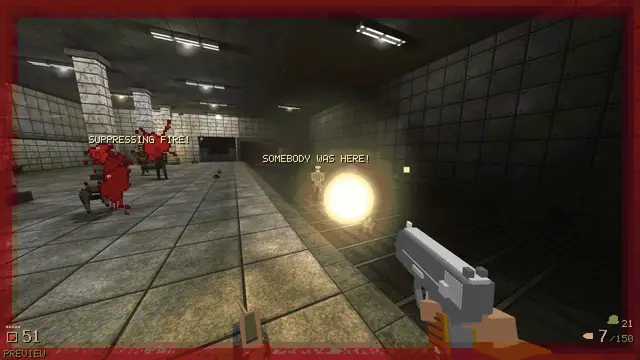 Firing the vz. 52 pistol down a dark metro platform