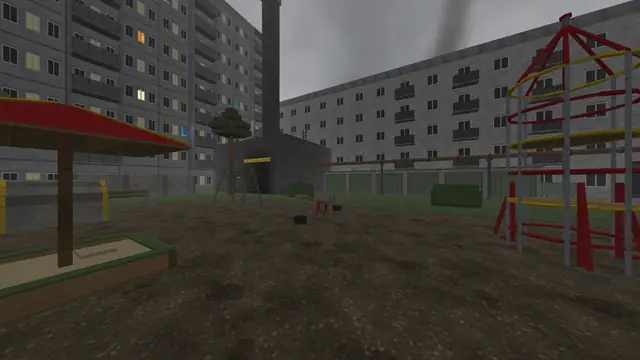 Green sparks over a courtyard fight