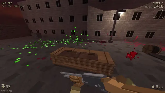 Two guns and an explosion between the blocks