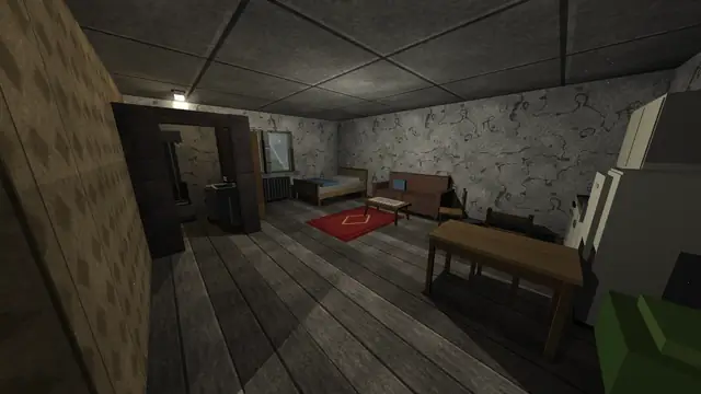 Blood spatter in a brick corridor
