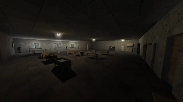 A pitch-black corridor